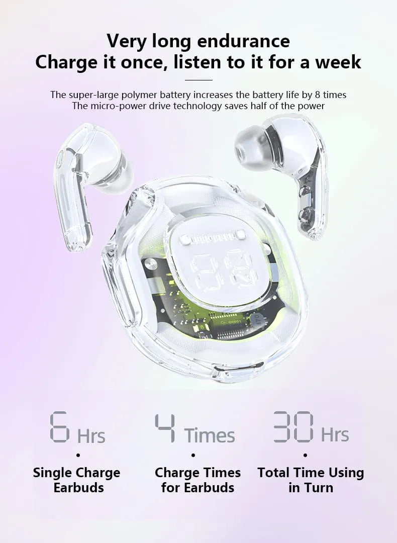 Air 39 Bluetooth Earbuds Wireless Crystal Transparent