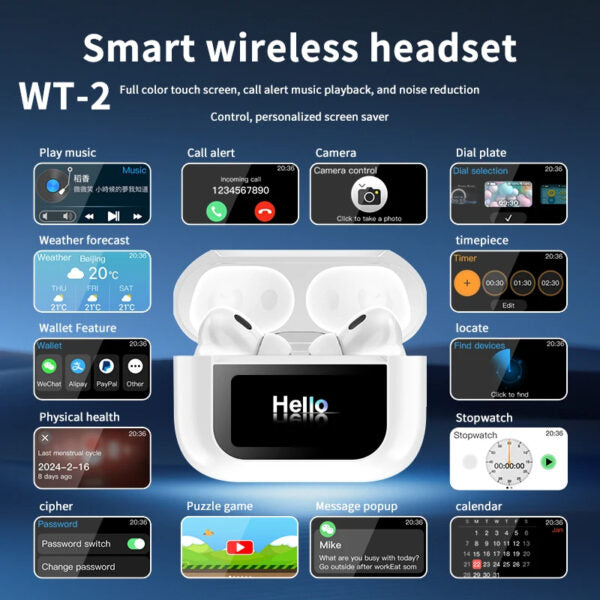 A9 Pro Digital Display Case Airpods Ancenc Touch Screen Wireless Earbuds