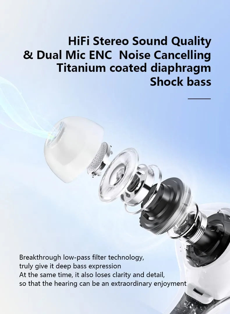 Air 39 Bluetooth Earbuds Wireless Crystal Transparent