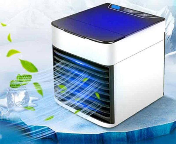 USB Mini Air Cooler | 3‑in‑1 Fan, Humidifier & Ice Boost + LED Night Light – Portable Personal AC