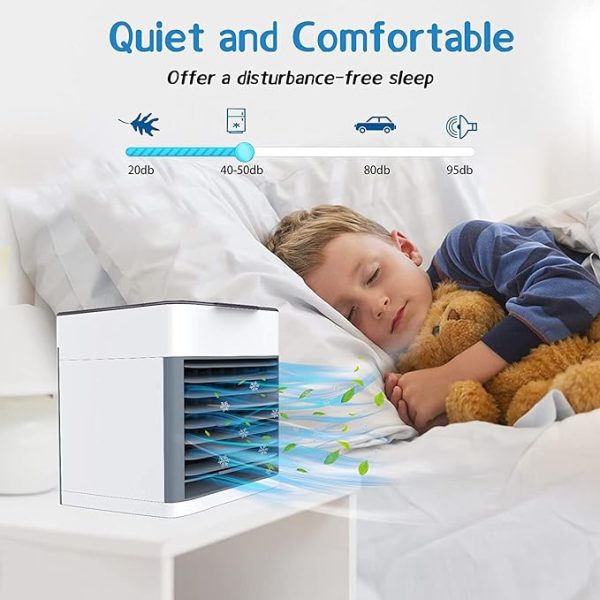 USB Mini Air Cooler | 3‑in‑1 Fan, Humidifier & Ice Boost + LED Night Light – Portable Personal AC