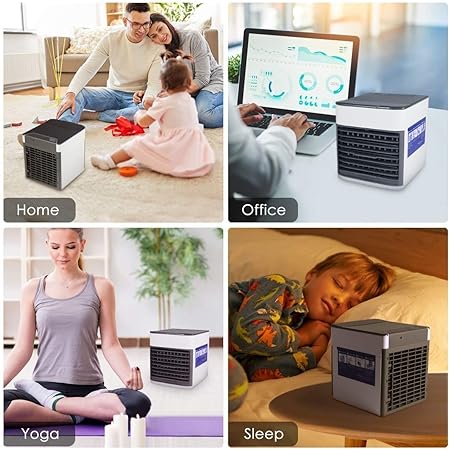 USB Mini Air Cooler | 3‑in‑1 Fan, Humidifier & Ice Boost + LED Night Light – Portable Personal AC