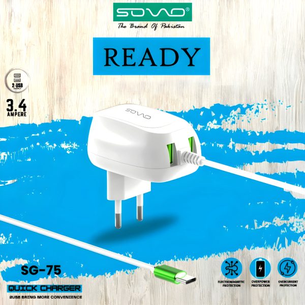 Sovo Sg-75 3.4-amp Type-c Cable Fast Charger