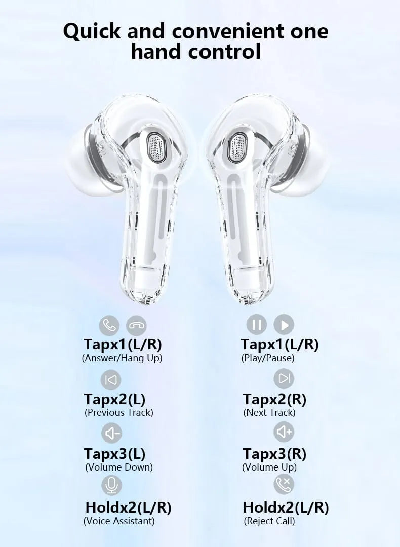 Air 39 Bluetooth Earbuds Wireless Crystal Transparent