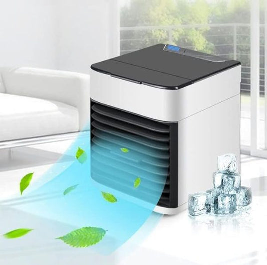 USB Mini Air Cooler | 3‑in‑1 Fan, Humidifier & Ice Boost + LED Night Light – Portable Personal AC