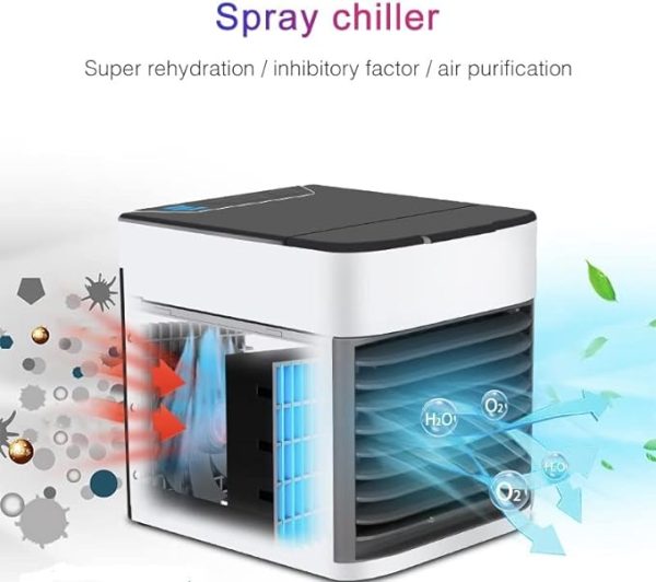 USB Mini Air Cooler | 3‑in‑1 Fan, Humidifier & Ice Boost + LED Night Light – Portable Personal AC