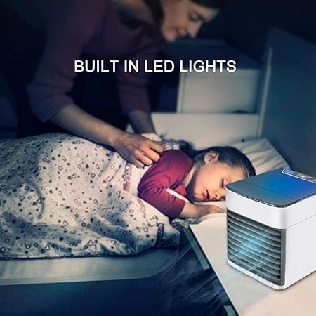 USB Mini Air Cooler | 3‑in‑1 Fan, Humidifier & Ice Boost + LED Night Light – Portable Personal AC