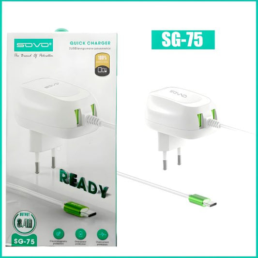 Sovo Sg-75 3.4-amp Type-c Cable Fast Charger